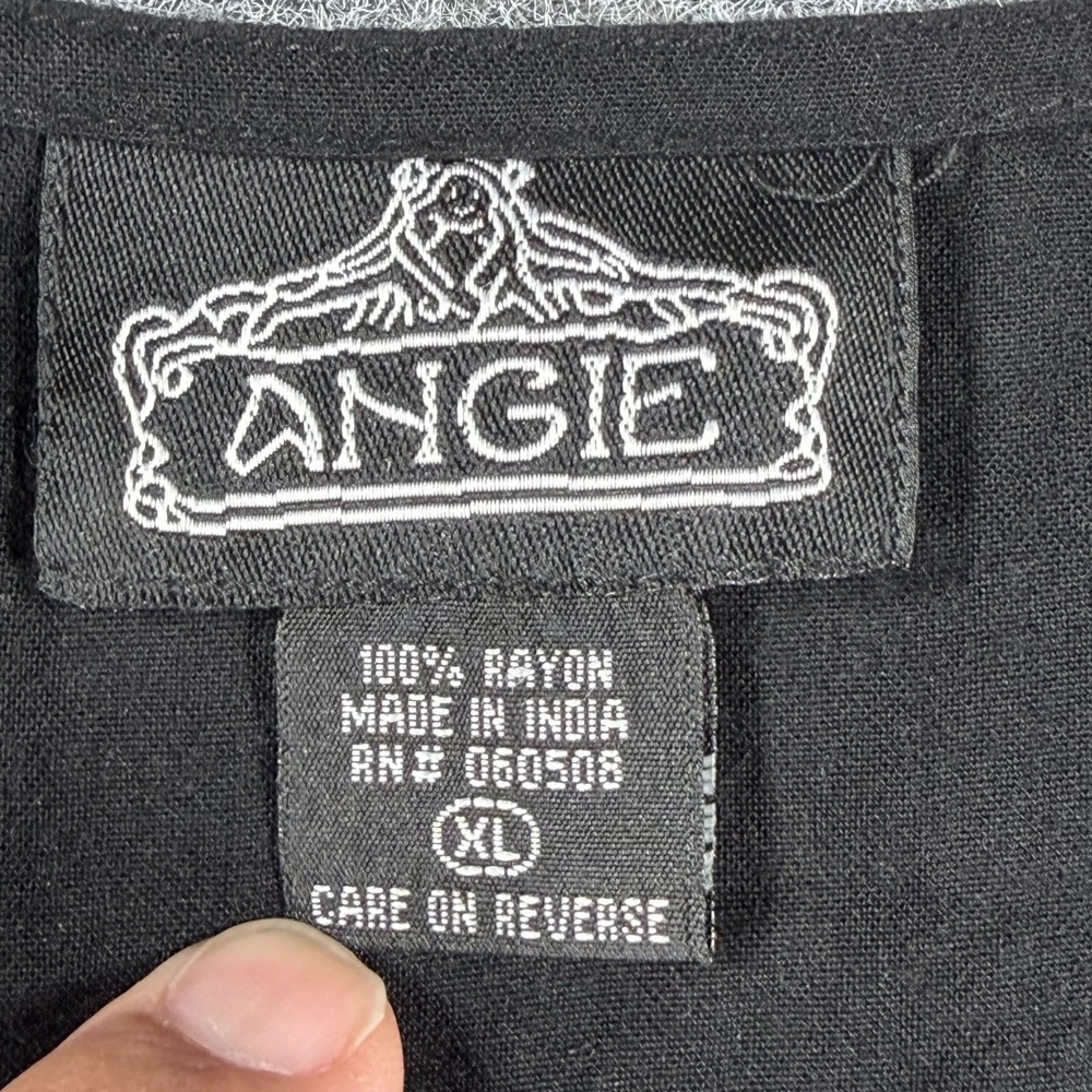 Angie Mini Dress Womens XL Black Studded Short Sleeve Casual Party Wear V Neck - Picture 11 of 16